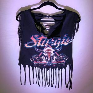 Harley Davidson fringe crop top